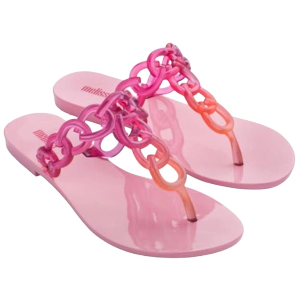 Melissa Pink Ombre Chain Thong Sandals